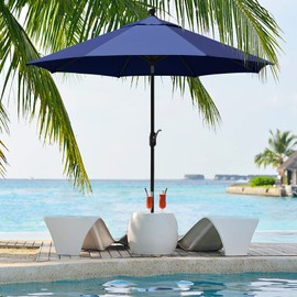 EliteShade USA 10-Year-Non-Fading 9Ft Market Umbrella Patio Umbrella Outdoor Table Umbrella with Ventilation, Navy Blue