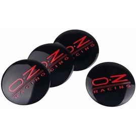 OZ Wheel Center Cap Emblem Sticker OZ Car Hub Cap Wheel Cover Sticker OZ Car Center Wheel Cap Sticker New Model Car Decoration Emblem Sticker 2.2 inches (56 mm) Set of 4 (Black Red, OZ) [Parallel
