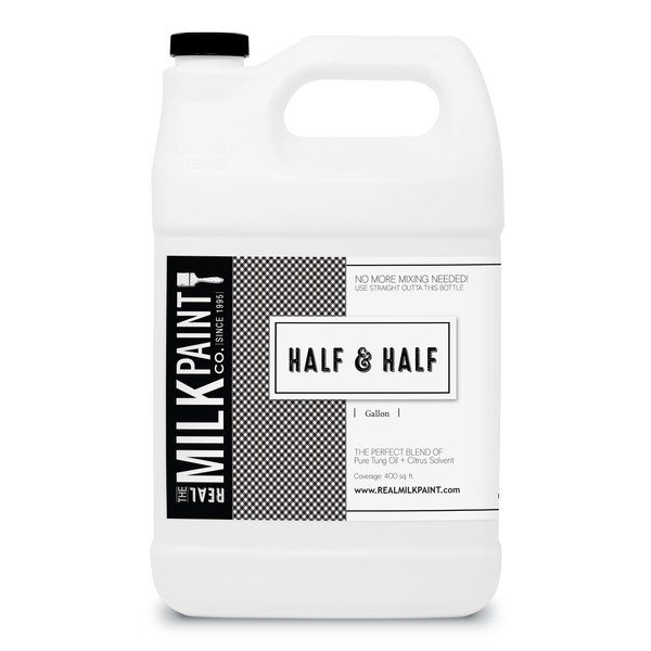 Real Milk Paint, Half and Half, Pure Tung Oil and Orange Peel Oil for Wood Finishing, Cutting Boards, Butcher Blocks, Clay, Stone, and Slate, Food Grade, 1 Gallon