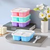 4 Pack Snack Containers, Reusable 3 Compartments Bento Snack Box