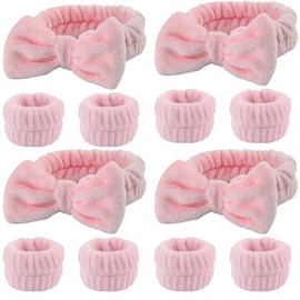 12PCS Diademas de Maquillaje Set de Muñequeras para Mujeres Niñas, Banda de Lavado Facial de Microfibra Suave para Envolver el Cabello Spa Cuidado de 