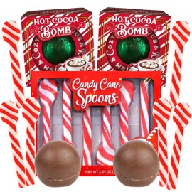 Christmas Hot Chocolate Melts and Peppermint Spoons, Holiday Beverage Set, 3 Items