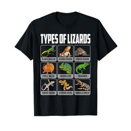Types of Lizards Reptile Herpetology Bearded Dragon Men Boys T-Shirt