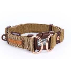 EzyDog Double Up Premium Nylon Dog Collar with Stitching - Double D-Rings for Superior Strength, Safety, and Comfortability - Non-Rusting and Includes an ID Attachment (Small, Corduroy)