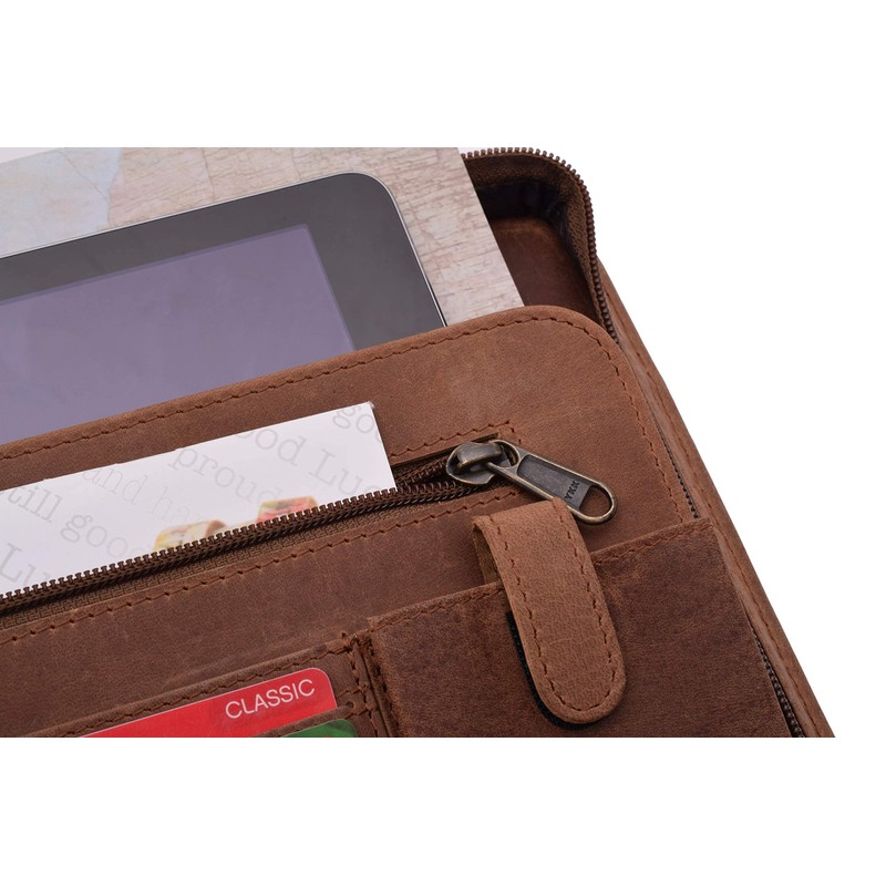 MENZO Leather Writing Case, Document Folder, Genuine Buffalo Leather Folder,