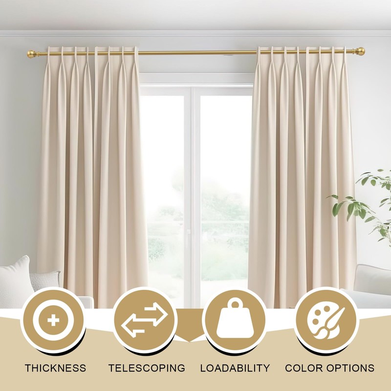 Curtain Rods for windows,1" Diameter Curtain Rod, 32-48" Standard Decorative