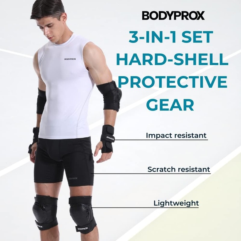 BODYPROX - Rodilleras y coderas para patinaje en línea, monopatín,