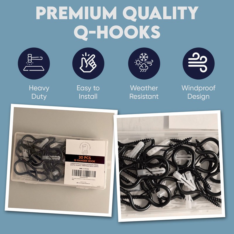 Moneek's Hardware 50 PCS Black Q Hanger Hooks with Safety