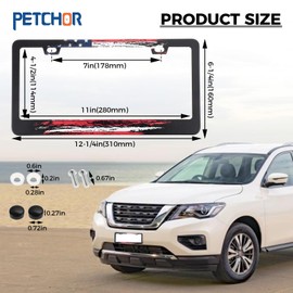 PETCHOR Retro American Flag License Plate Frame, Faded Aluminum Patriotic Car Tag Frames with Stainless Steel Screws Caps for Standard US 12.3 x 6.3 Inch Plates