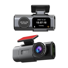 Dash Cam, Cámaras Delanteras y Traseras Dashcam 4K+1080P, Cámara de Tablero para Coches, Sensor G, Estacionamiento 24H, Wi-Fi Incorporado, Visión Nocturna