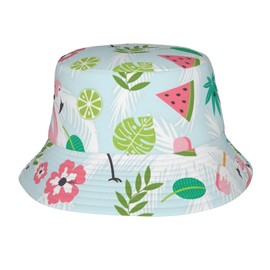 ReLuB Funny Print Bucket Hats, Summer Watermelon Flamingo Reversible Sun Cap Summer Packable Travel Fisherman Hat for Men Women Teens (M), Medium