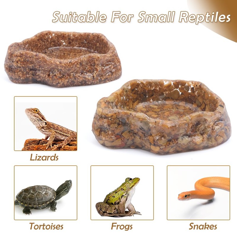 2 Pack Reptile Food Bowl Natural Sandstone Water Dish for