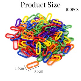 UEKPDM 100 Pieces Plastic C-Clips Hooks Chain Links Rainbow C-Links Children's Learning Toys Small Pet Rat Parrot Bird Toy Cage