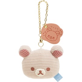 San-X MF71301 Rilakkuma "Rilakkuma Cuddling to You" Message Hanging Plush Toy, Korilakkuma