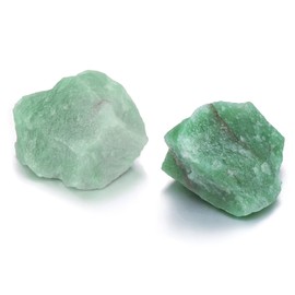 Jovivi 2pcs Raw Green Aventurine Crystals,Large 1.6-2.2" Healing Crystals Natural Rough Stones Crystal for Tumbling, Cabbing, Home Decoration, Polishing, Wicca & Reiki