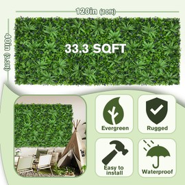 DOPGIB Greenery Grass Wall Boxwood Plant Roll: 40"x120"（34 SQFT） with UV Resistant Leaves Artificial Ivy Privacy Hedge Fence Screen for Backdrop,Garden and Indoor Outdoor Plant Wall Panel Covering