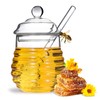 SlZKADY Honey Jar with Dipper and Lid,Glass Honey Pot Container