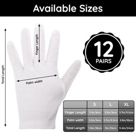 Segbeauty 24 Count Extra Large White Cotton Moisturizing Gloves, Hand Gloves Moisturizing Overnight for Dry Hand, 12 Pairs White Gloves Lotion Gloves for Men and Women, Sleeping Gloves for Rough Hands