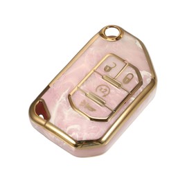 VekAuto Car Remote Key Fob Cover Case Shell Protector 4 Button Compatible for Jeep Wrangler JL JLU Gladiator JT 2018-2020, Full Protection TPU Pink