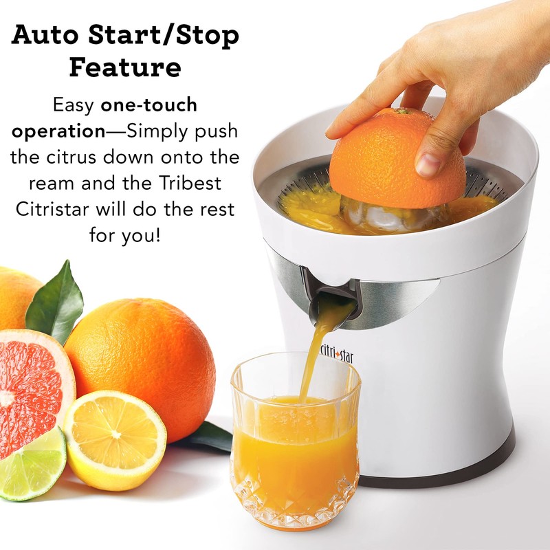Tribest CitriStar CS-1000 Electric Citrus Juicer with Stainless Steel Strainer