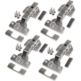 LANZZAS Corner Stop 110 Degree Cabinet Hinge with 3D Mounting Plate, Cover Caps and Screws as Complete Set of 4