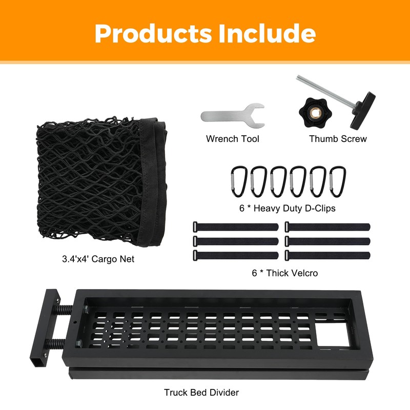 Truck Bed Divider with Cargo Net Compatible with 2020-2026 Jeep