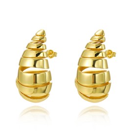 Earrings Gold Chunky Gold Hoop Earrings 18K Dupes Waterdrop Earrings Hypoallergenic Lightweight Jewellery, 金合金