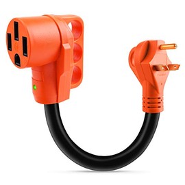 MICTUNING 30A Male to 50A Female RV Power Cord Plug Adapter Heavy Duty Electrical Power Adapter with LED Indicator