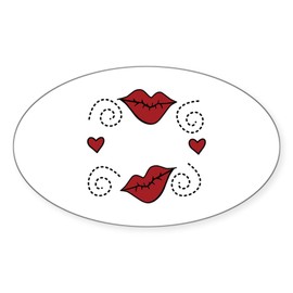 CafePress Hot Lips Sticker Oval Car Bumper Sticker(10-Pack)