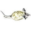 Baltic Amber Sterling Silver Mouse Brooch Pin 4107, Sterling Silver,