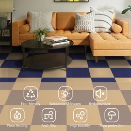 AKIVIDA Carpet Tiles Peel and Stick 12”x 12” Non-Slip Self Adhesive Squares Carpet Floor Tile 24Pcs DIY Reusable Waterproof Carpet for Living Room Bedroom