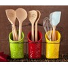 Kitchen Utensil Holder Set (4 Pieces) - 3 Ceramic Crocks