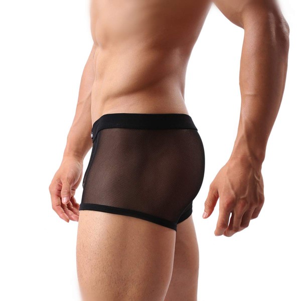 Evankin Mens Underwear Sexy Mesh Breathable Boxer Briefs Low Rise Cool Boxers Pack Set See-Through Sexy Mens Outfit(36Black,XL)