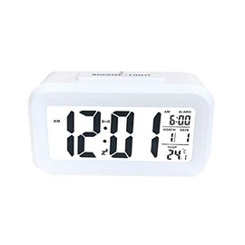 Y Department Center 55® Digital Alarm Clock with Backlight Function Table Clock Temperature Display Simple (White)
