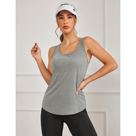 PINSPARK Women Workout Tank Tops Sleeveless Gym Shirts Racerback Yoga Top Running Shirt Loose Fit Lavender Top XXL