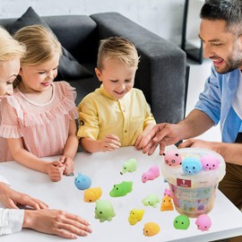 DONLIA Fidget Toys, 72 Pcs Juguete Sensorial para Aliviar el Estrés y Ansiedad, Juguetes Esponjoso con Caja de Almacenamiento, Blandos Bolas Apretar Antiestrés Autismo Pop It Party Favors for Kids