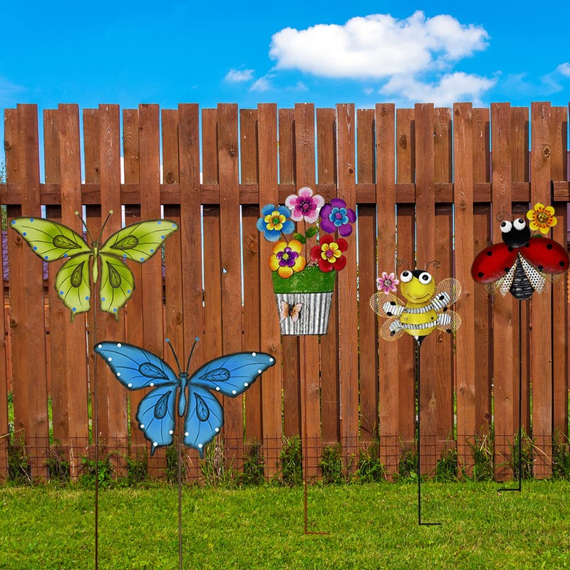 Metal Garden Stakes Spring Yard Sign Decorative Plant Stake Lawn