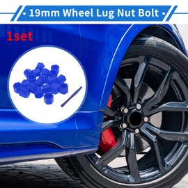 VekAuto Wheel Lug Nut Bolt 19mm Rims Tire Nut Screws Dust Cap Cover Nut Protection Silicone Blue Exterior with Removal Tool