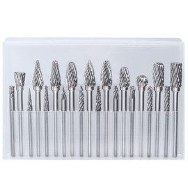 Yakamoz 20Pcs Double Cut Carbide Burr Set, 1/8" Shank Tungsten Steel Carbide Rotary Tool Bits for Die Grinder, DIY, Woodworking, Engraving, Metal Carving, Drilling, Polishing
