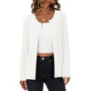 LILBETTER Womens Cable Knit Long Sleeve Crewneck Button Down Open