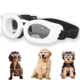 NICERINC PET Dog Goggles, UV/Wind/Dust/Fog Protection Pet Sunglasses with Adjustable Strap, Small Breed, Transparent, Polycarbonate, Thermoplastic Polyurethane, Small, Outdoor, Summer, All Seasons