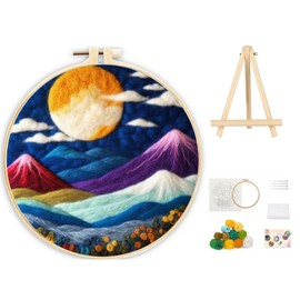 YYKSYDPT Needle felting Ktarter Kit Wool Felt Painting for Beginners Rural Landscape Pattern Wool Felt Wall Decoration (Style G)