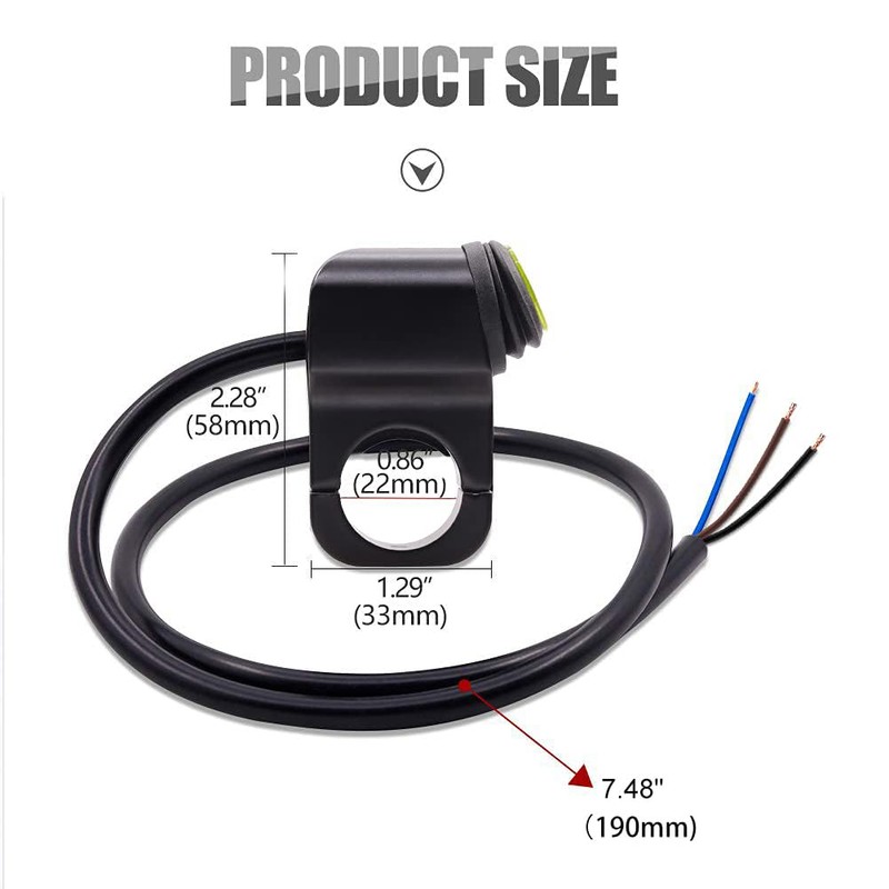 X-STYLE Motorcycle Waterproof Switch with LED 0.9 inch (22 mm)