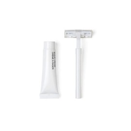 World Amenities LUXURY NECESSITIES - Bulk Shave Kit Shave Kit | 50 Count| Includes Twin Blade Razor and Moisturizing Shave Cream | Individually Boxed Hotel Amenities| Mini Travel Size Toiletries