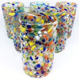 MexHandcraft Multicolor 'Confetti Rocks' 14 oz drinking glasses (set of 6)