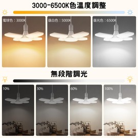 Garage Light LED Ceiling Light 80W 8 Tatami Mat Adjustable Brightness and Color 3000-6500K Pendant Light 6000lm Night Light Work Light Energy Saving 0-90° Angle Adjustable Foldable Ceiling Lighting
