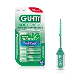 GUM Soft-Picks® Comfort Flex, Mint Flavoured, Travel Case, 384 Picks (64 Picks X 6 Packs)