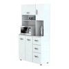 Inval America 4 Door Microwave Storage Cabinet, Laricina White