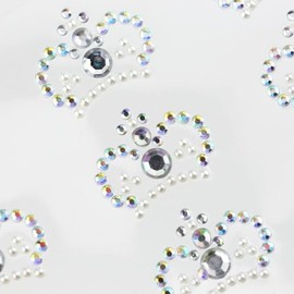 CraftbuddyUS 25mm 12pcs Self Adhesive Diamante & Pearl Crown Crystal Rhinestone Gems, DIY, Craft