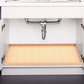 Under Sink Mat Waterproof - 22"x34" Kitchen Cabinet Sink Mat with Unique Drain Hole Design, Liner Protector for Kitchen Sink and Bathroom, Water Drips, Leaks, Spills, Hold up to 3.3 Gallons of Liquid